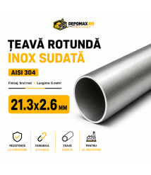 Teava rotunda inox sudata AISI 304, 21.3 x 2.6 mm, 6 metri